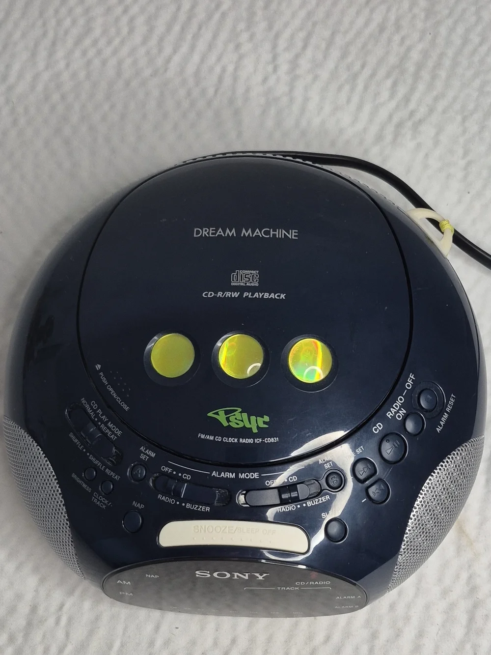 Sony Dream Machine ICF-CD831 Digital Alarm Clock Radio CD AM/FM Blue